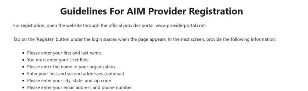 AIMS Provider Portal Sign-In