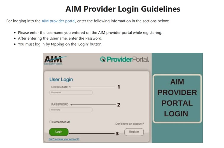AIMS Specialty Health Provider Portal